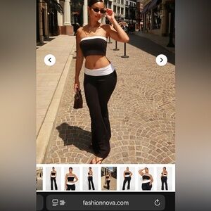 Fashion Nova Black and White Strapless Jumpsuit